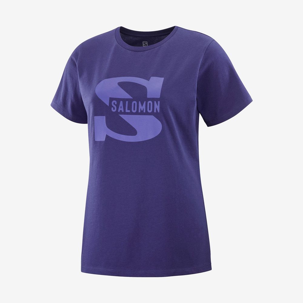 Salomon Israel OUTLIFE BIG LOGO - Womens T shirts - Purple (WVNR-61925)